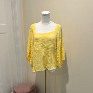 Michael Stars Yellow Flutter Sleeve Blouse